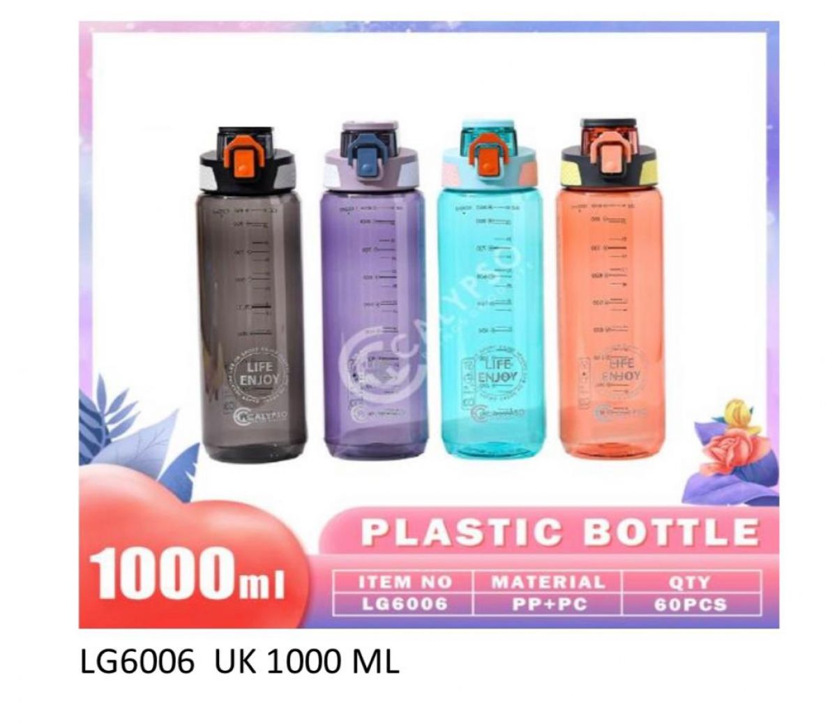 BOTOL MINUM PLASTIK UKURAN 1000 ML