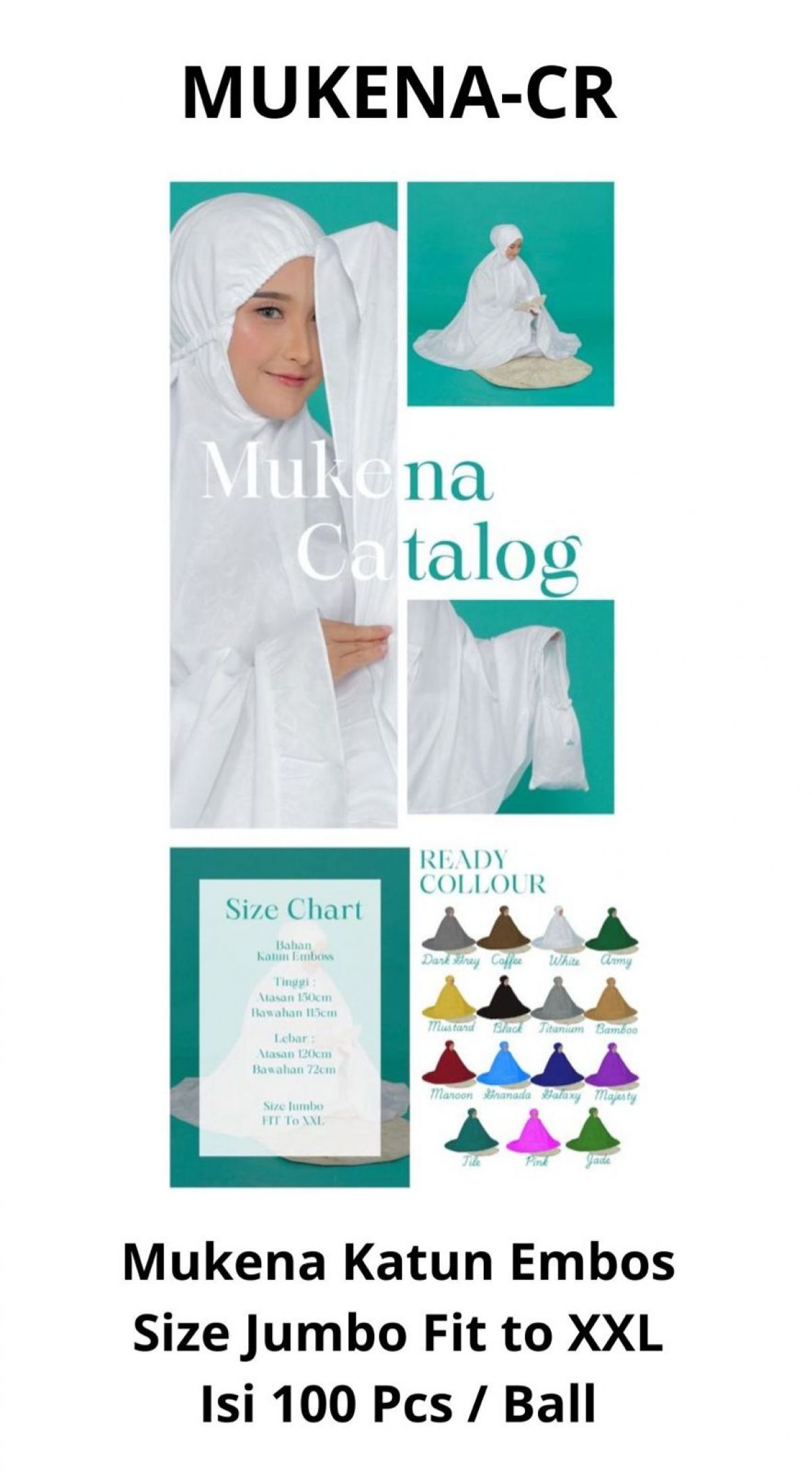 MUKENA KATUN EMBOS MUKENA-CR SIZE JUMBO ISI 100 PCS