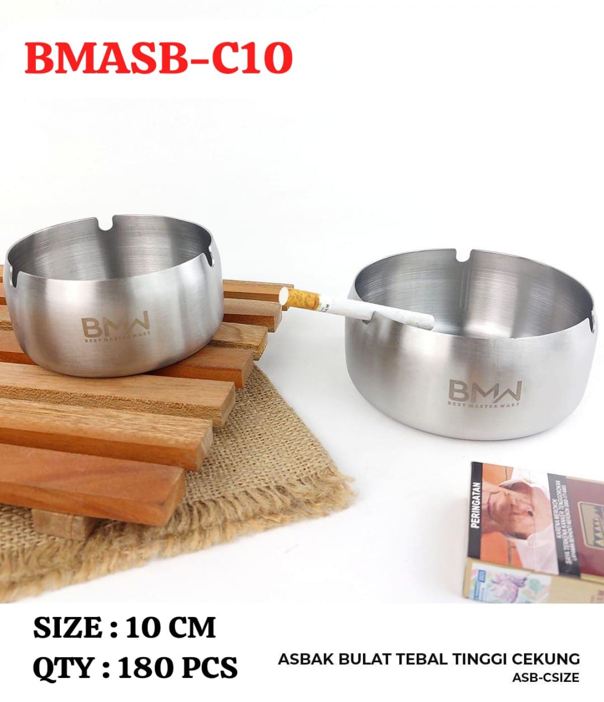 ASBAK BULAT CEKUNG BMASB-C10 SIZE 10 CM ISI 180 PCS