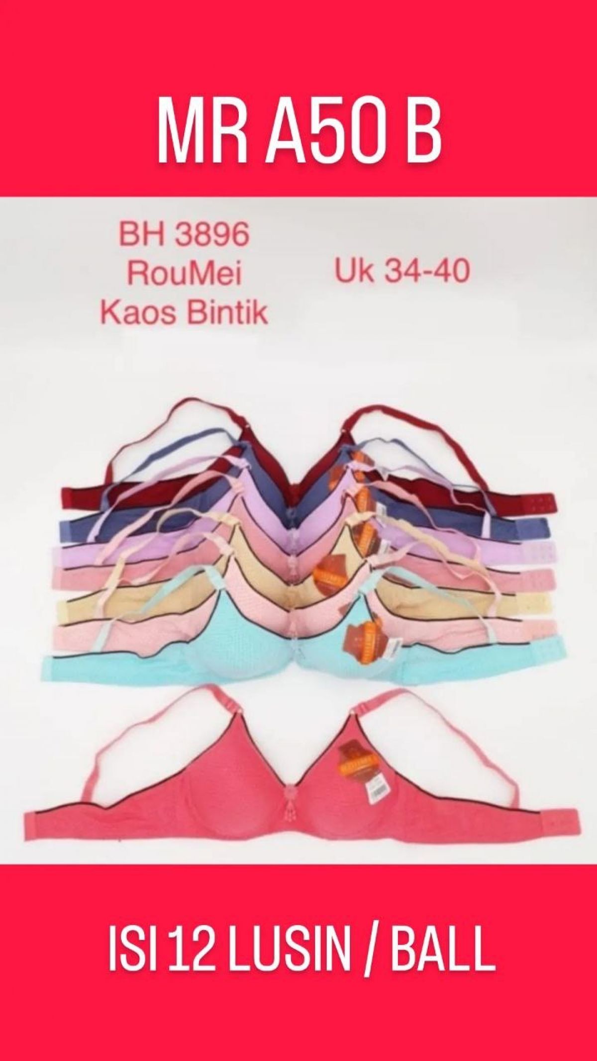 BH KAOS BINTIK MR A50 B SIZE 34 - 40 ISI 12 LUSIN