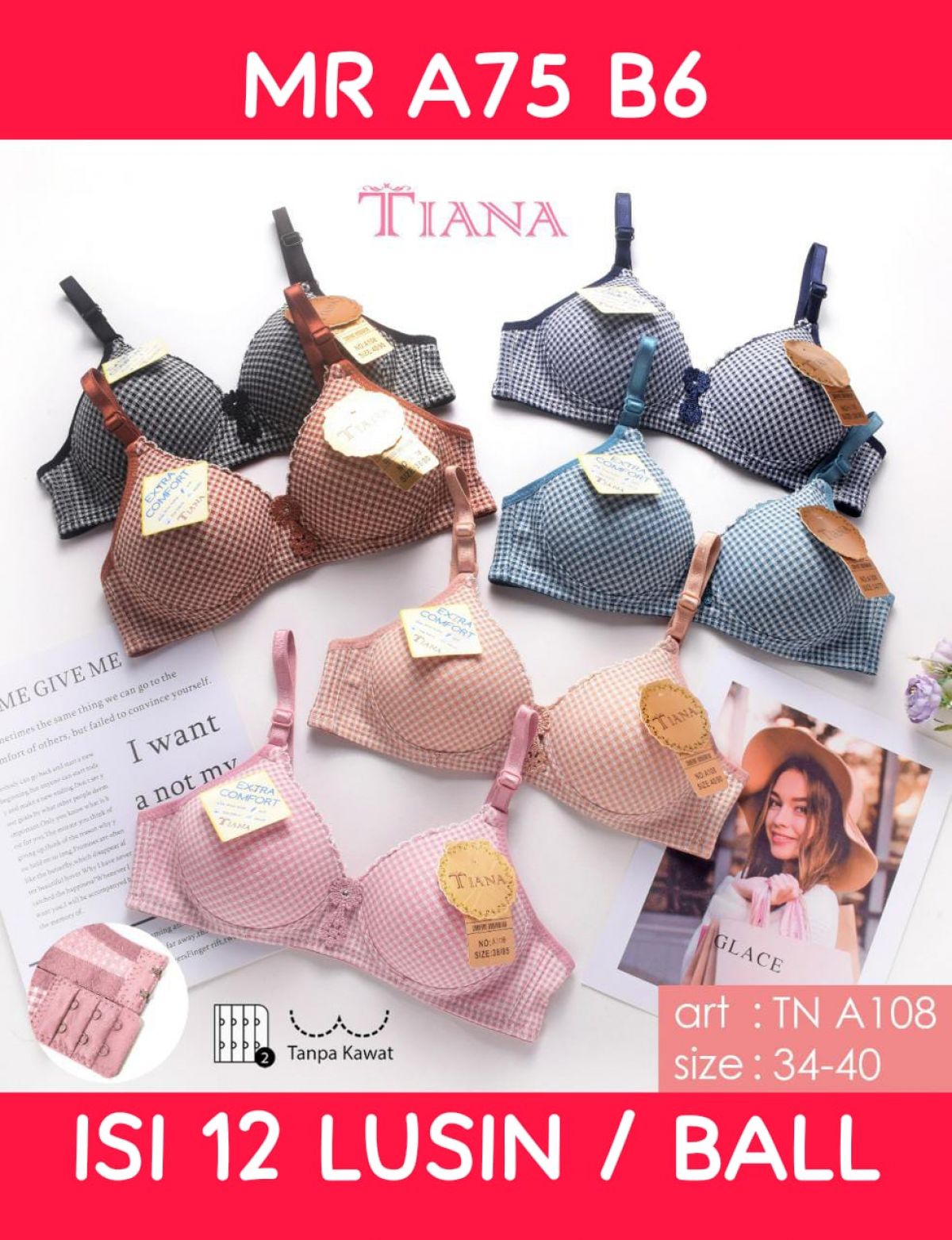 BH KOTAK RD MR A75 B6 SIZE 34 - 40 ISI 12 LUSIN