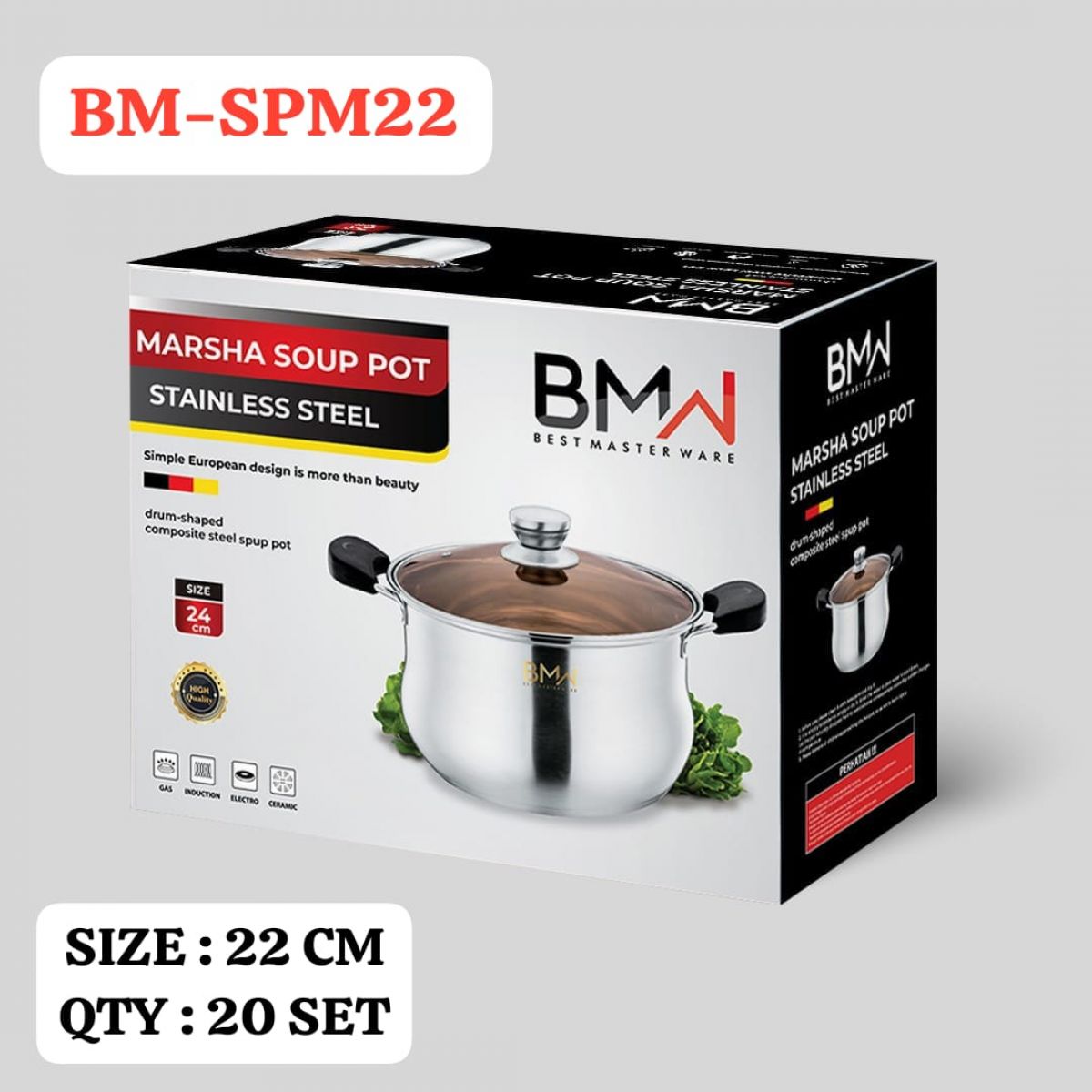 SOUP PAN MARSHA BM-SPM22 DIAMETER 22CM ISI 20 SET