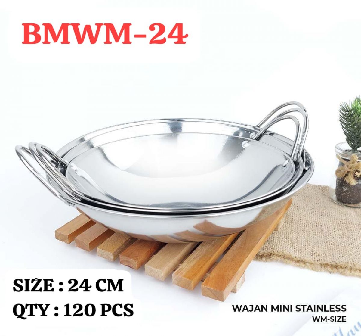 WAJAN MINI STAINLESS BMWM-24 SIZE 24 CM ISI 120 PCS