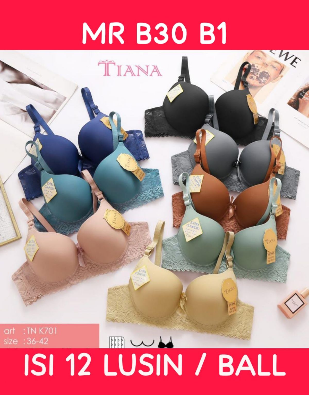 BH KAWAT BRUKAT MR B30 B1 SIZE 36 - 42 ISI 12 LUSIN