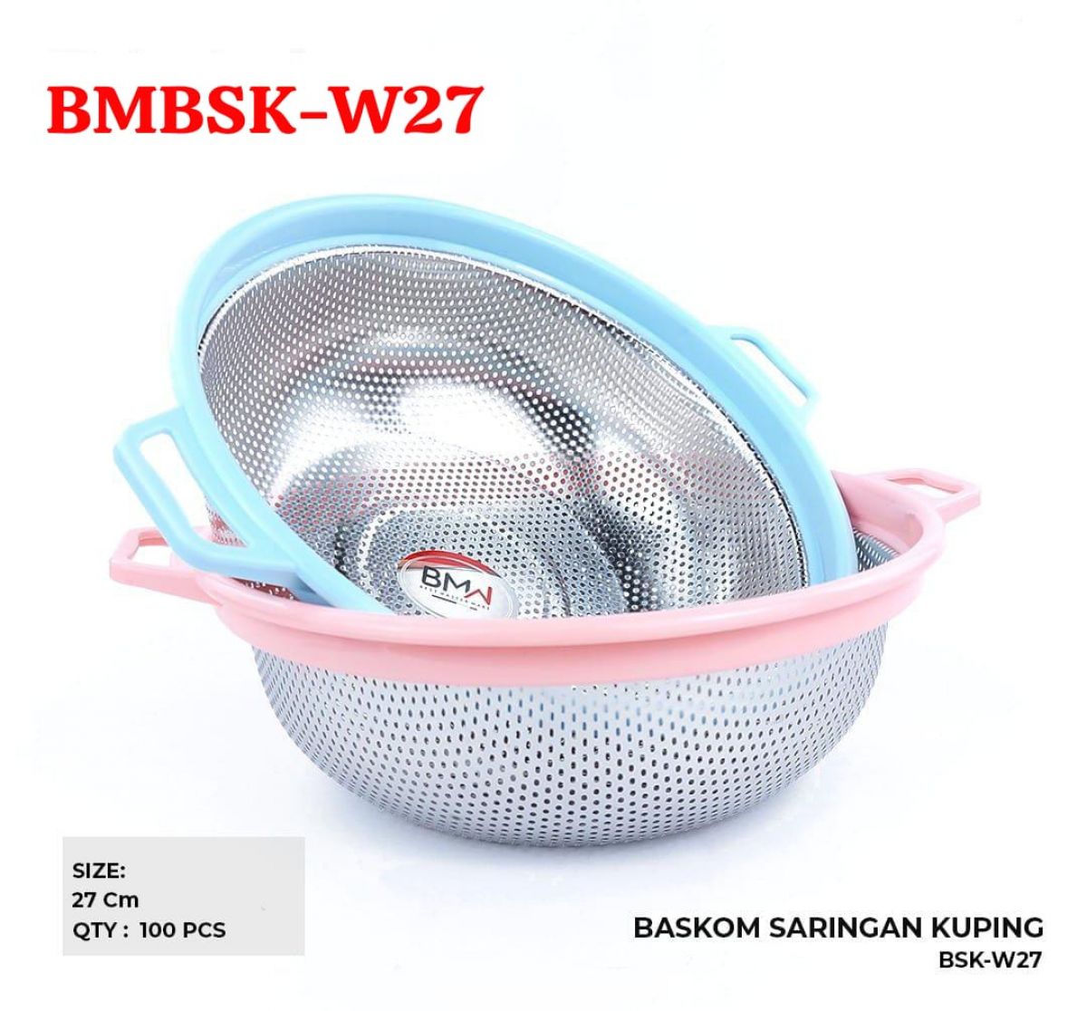 BASKOM SARINGAN KUPING BMBSK-W27 SIZE 27CM ISI 100 PCS