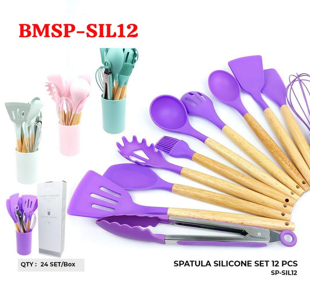 SPATULA SILICONE SET 12 PCS BMSP-SIL12 ISI 24 SET