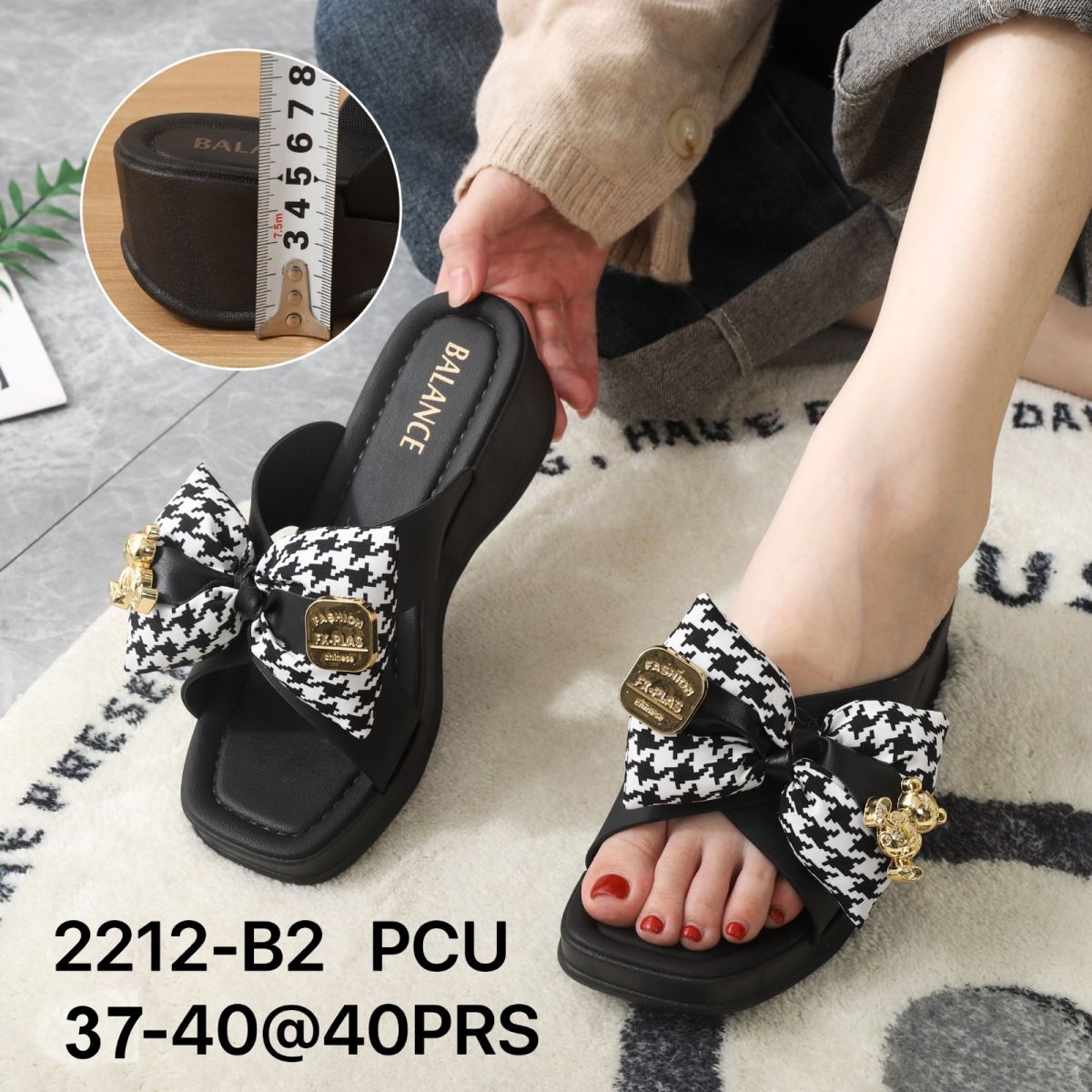 SANDAL 2212-B2 SIZE 37 - 40 TINGGI 5 CM ISI 40 PASANG