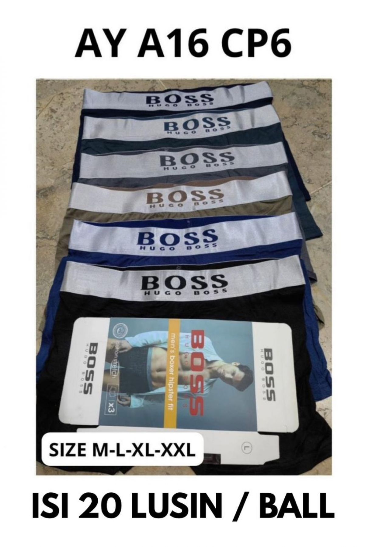 BOXER AY A16 CP6 SIZE M-L-XL-XXL ISI 20 LUSIN