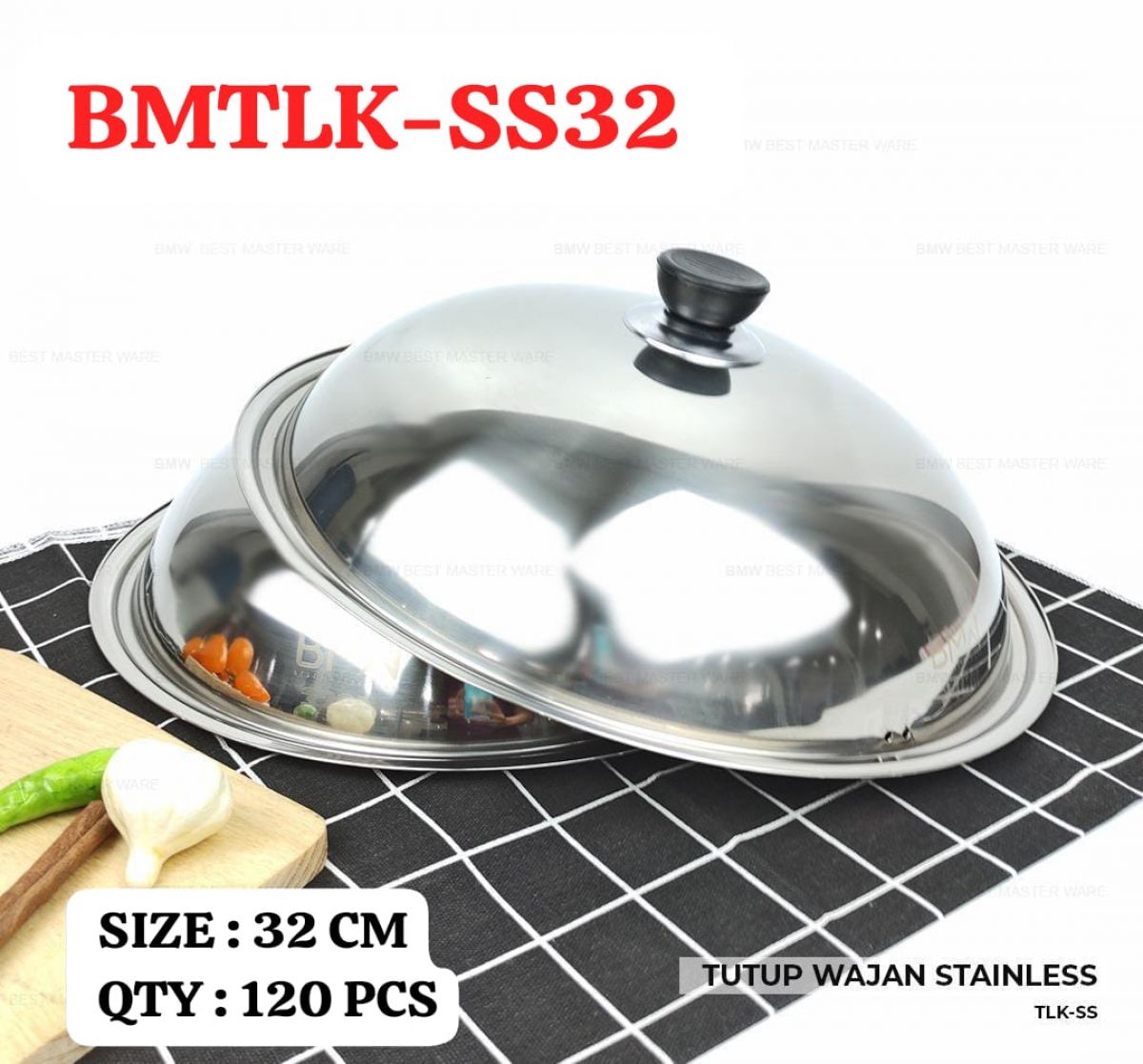 TUTUP WAJAN STAINLESS BMTLK-SS32 SIZE 32 CM ISI 120 PCS