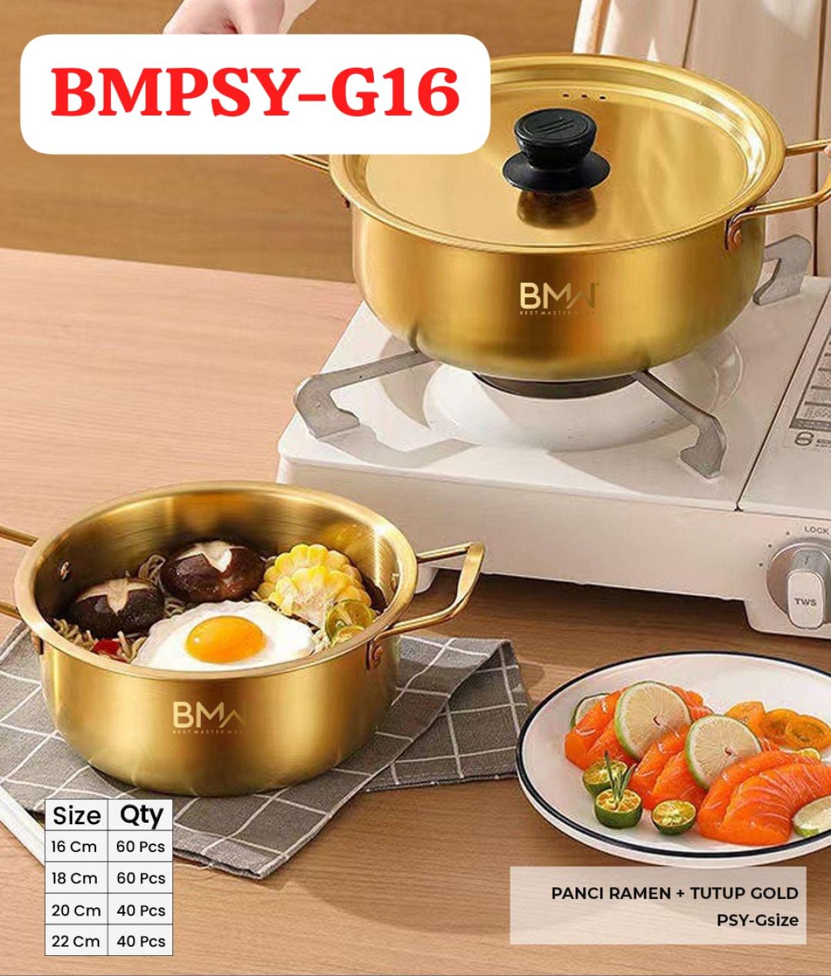 PANCI RAMEN + TUTUP GOLD BMPSY-G16 SIZE 16 ISI 60 PCS