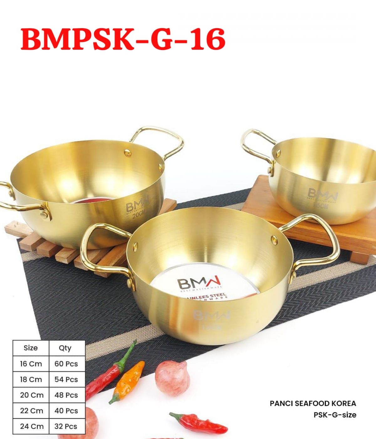 PANCI SEAFOOD GOLD KOREA BMPSK-G-16 SIZE 16 CM ISI 60 PCS