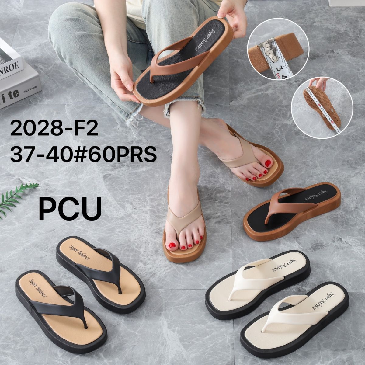 SANDAL 2028-F2 SIZE 37 - 40 TINGGI 2.5 CM ISI 60 PASANG