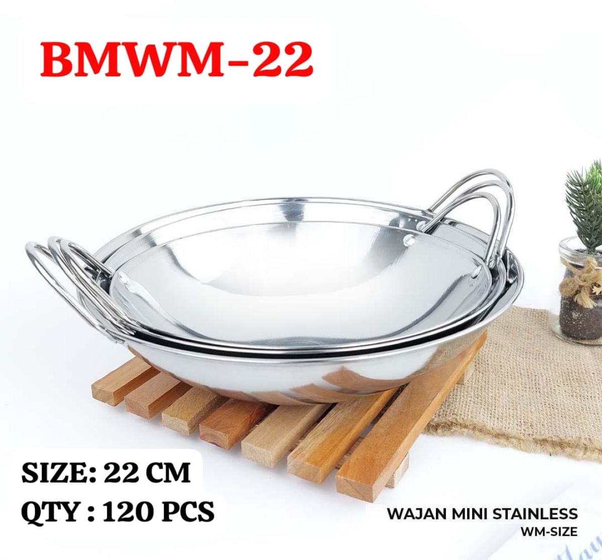 WAJAN MINI STAINLESS BMWM-22 SIZE 22 CM ISI 120 PCS