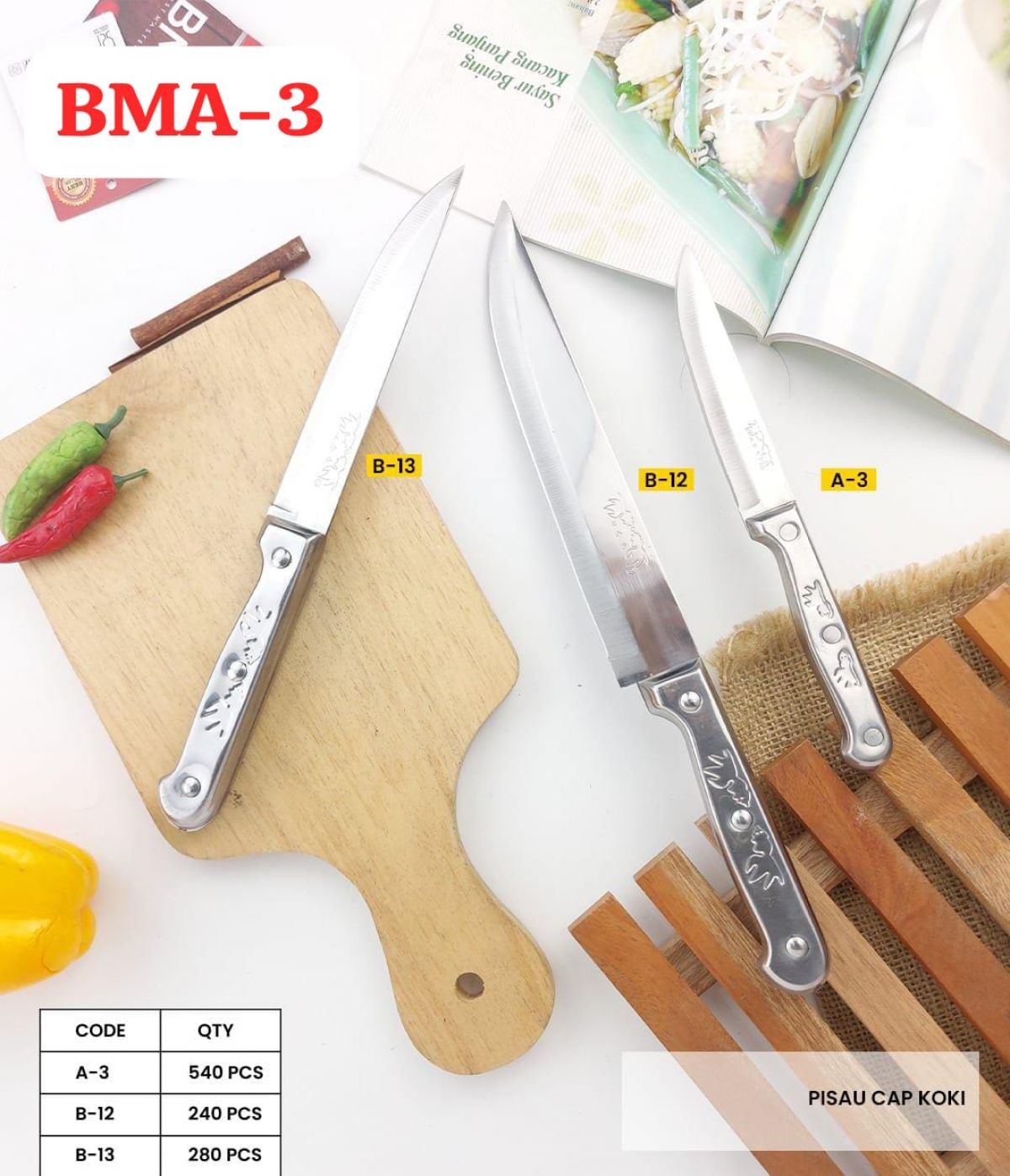 PISAU CAP KOKI BMA-3 ISI 540 PCS