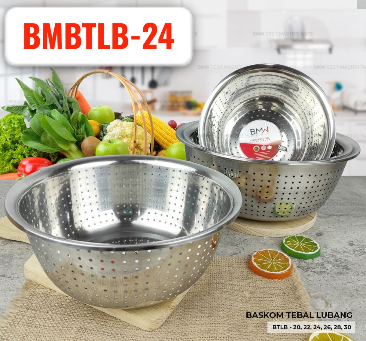 BASKOM TEBAL LUBANG BMBTLB-24 SIZE 24CM ISI 160 PCS