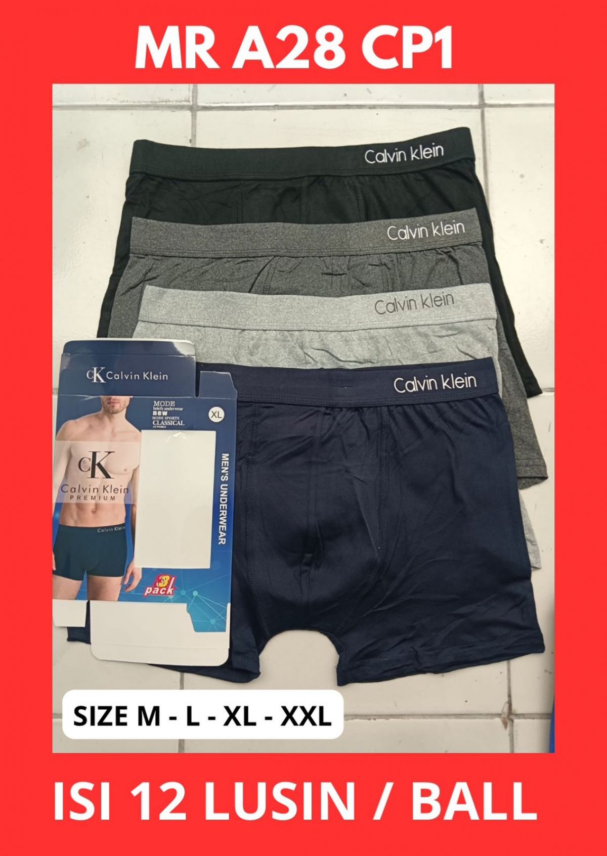 BOXER MR A28 CP1 SIZE M - L - XL - XXL ISI 12 LUSIN