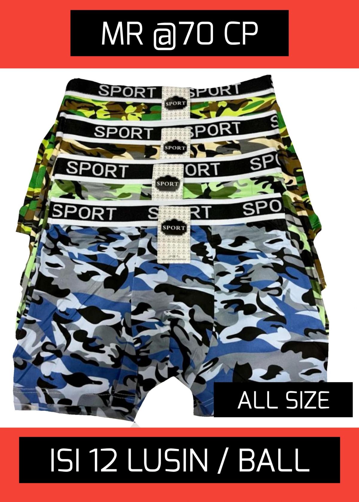 BOXER MR @70 CP ALL SIZE ISI 12 LUSIN