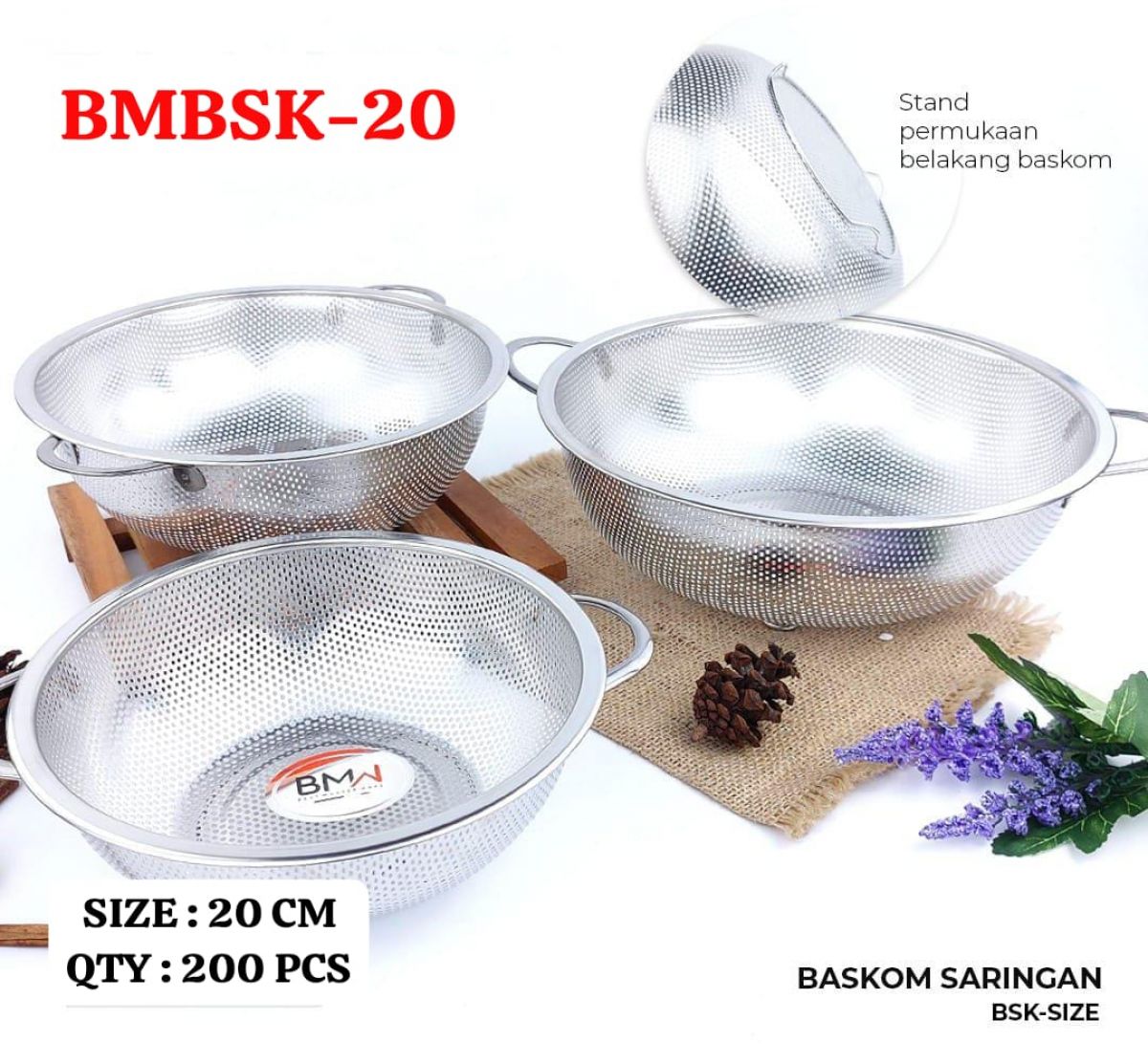 BASKOM SARINGAN BMBSK-20 SIZE 20CM ISI 200 PCS